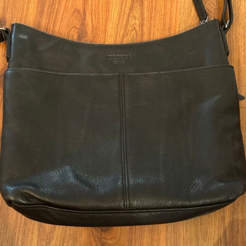 Margot black soft leather Crossbody bag with multiple pockets